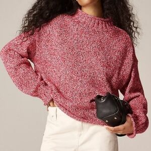 J. Crew Marled 2025 Rollneck Sweater In Red Navy Ivory Marl Size Small